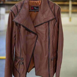 Women Real Leather Jacket Brown 2XL Last piece In Stock clearace Sale